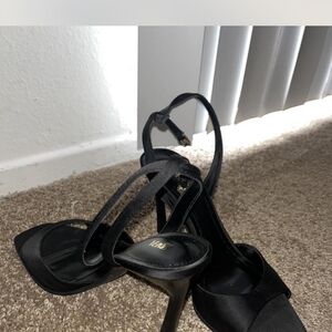 Zara Black Satin Strappy Heels